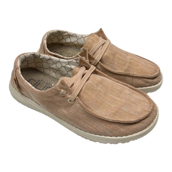 Hey Dude Wendy Sparkling Rose Gold Slip On Loafer Shoes Size 7 - Picture 1 of 6